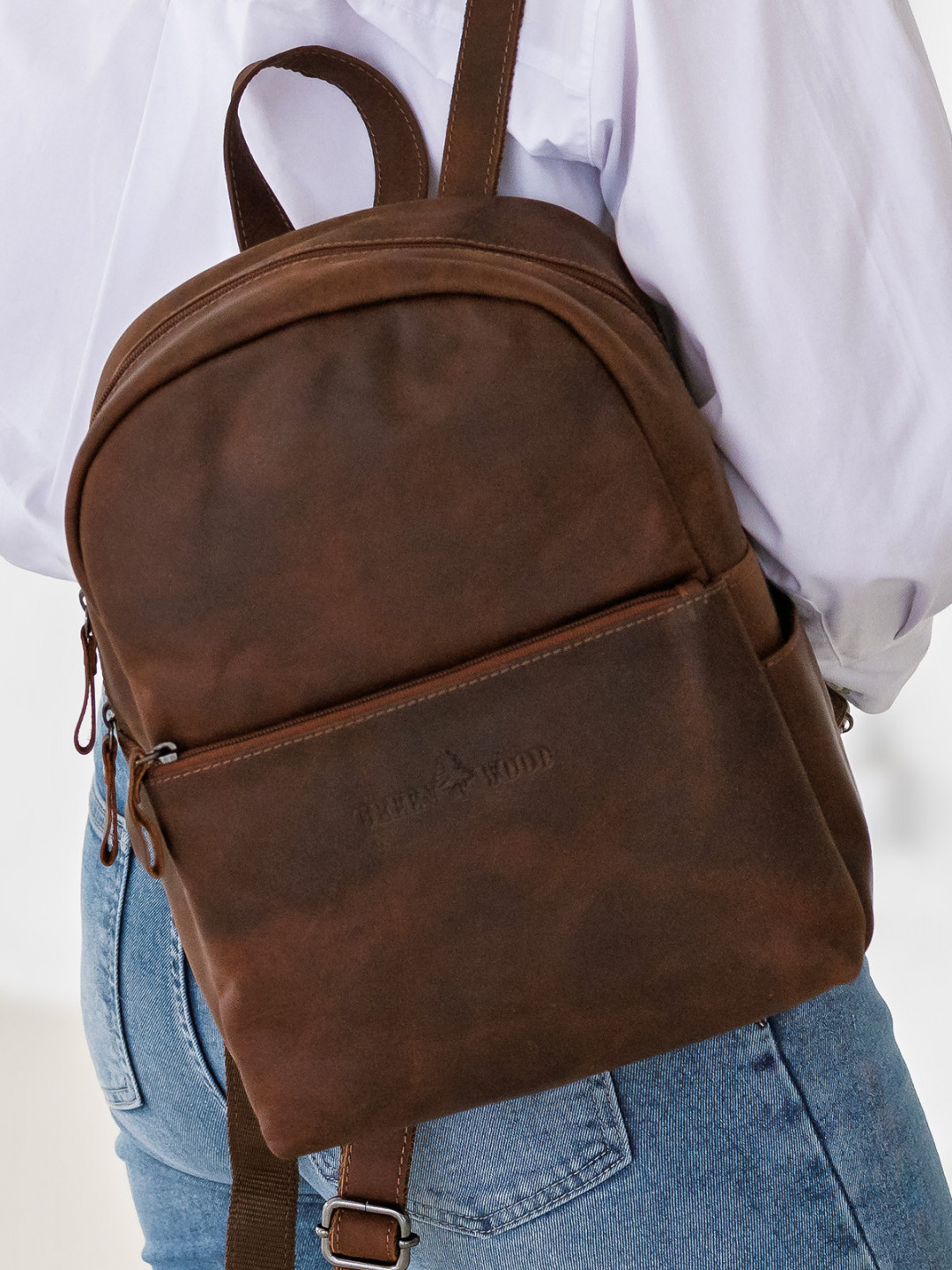 Trendy kožený batoh Greenwood Hagia – hnědá